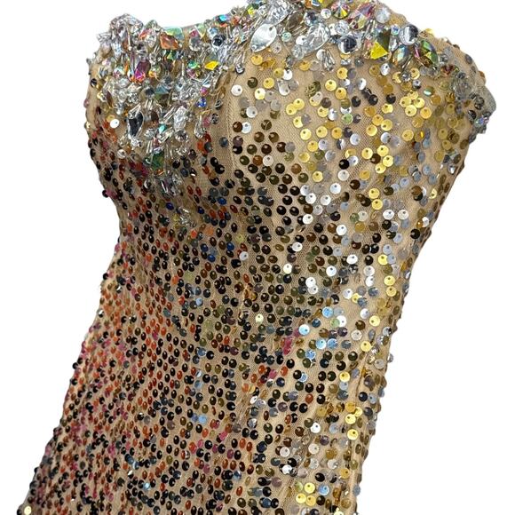 Tony Bowls Paris Vintage Strapless Gold Beaded Sequin Ball Gown Prom Dress 0 - Picture 2 of 11